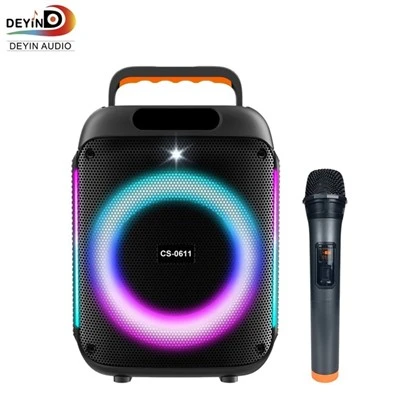 Speaker DJ Portabel 6.5 Inci Bass Big Power 40W Subwoofer Speaker Portabel Dengan Lampu Berkedip Led Warna-warni